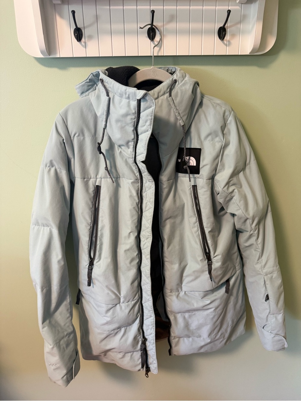 The North Face Light Blue Insulated Ski Jacket with Hood